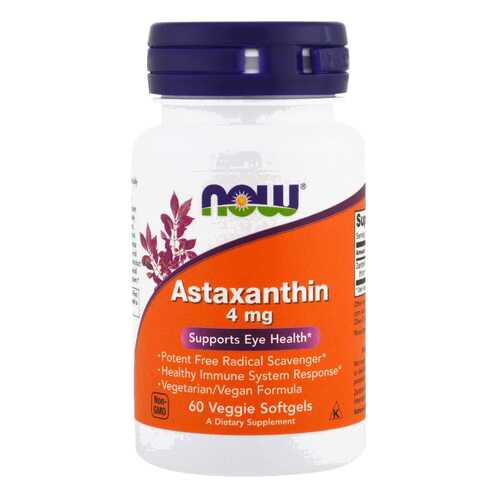 Для зрения NOW Astaxanthin 4 мг 60 капсул в Аптеки Столички