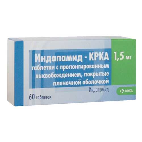 Индапамид-КРКА таблетки пролонг.п.п.о.1,5 мг №60 в Аптеки Столички