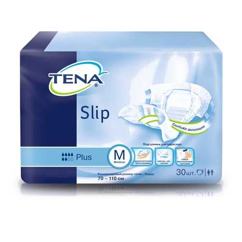 Подгузники для взрослых TENA Slip Plus М дыщащие 30 шт. в Аптеки Столички